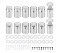 sourcing map 12pcs Side Clamp Standoffs, 3/4" x 1" Silver Aluminum Standoff Screws Wall Sign Mounting Hardware Edge Grips for Acrylic Signs, Hanging Picture Frame, Advertising