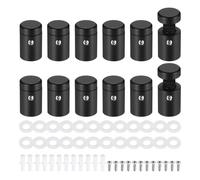 sourcing map 12pcs Side Clamp Standoffs, 5/8" x 3/4" Black Aluminum Standoff Screws Wall Sign Mounting Hardware Edge Grips for Acrylic Signs, Hanging Picture Frame, Advertising