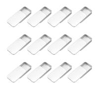 sourcing map 12Pcs Slide Top Tin Containers, Mini Metal Empty Tins Box with Sliding Lids, 3.1"x2"x0.6" Rectangular Storage Organizers for Lip Balm, Solid Perfume, Small Items, Silver