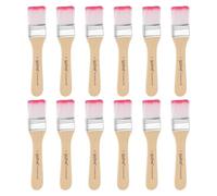 sourcing map 12pcs Small Paint Brushes 1" Flat Paint and Chip Nylon Brushes with Wooden Handle for DIY Art Painting Furniture Cabinet Fences Deck Wall Door Trim, Red