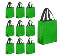 sourcing map 12Pcs Sparkle Reusable Gift Bags with Handles, Glossy Finish Non-woven Tote Bags Foldable Large Shopping Bag for Wedding Party Gifts Grocery, 10.6 x 13 Inch Dark Green