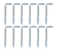 sourcing map 12pcs Square Bend Hooks, 40mm/1.57" Carbon Steel Self-Tapping Screw-in Hanger Ceiling Hooks Cup Hook for Indoor and Outdoor