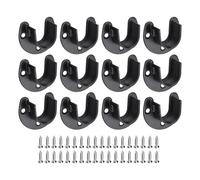 sourcing map 12Pcs Stainless Steel Closet Rod Brackets, 7/8 Inch Dia U-Shaped Open Type Wardrobe Holder with Screws, Shower Curtain Rod Pole End Supports Sockets Flange, Black