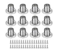 sourcing map 12Pcs Stainless Steel Closet Rod Brackets, 7/8 Inch Dia Wardrobe Holder for Pipe, Shower Curtain Rod Pole End Supports Sockets Flange with Screws, Silver Tone