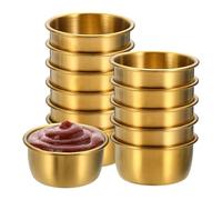 sourcing map 12Pcs Stainless Steel Sauce Dipping Bowls, 1.5oz 2.2" Reusable Condiment Bowls Salad Dressing Containers Dipping Sushi Sauces Cups for Kitchen Restaurant, Gold