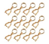 sourcing map 12Pcs Sterling Silver Bail Pinch Bail, 3mmx13mm Alloy Clip Clasps Clip Pendant Bail Connector Jewelry Findings for Bracelets Necklaces Making, Light Gold