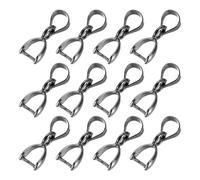 sourcing map 12Pcs Sterling Silver Bail Pinch Bail, 3mmx13mm Alloy Clip Clasps Clip Pendant Bail Connector Jewelry Findings for Bracelets Necklaces Making, Metallic Black
