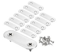 sourcing map 12pcs Straight Bracket 1.8" x 0.6" Stainless Steel Flat Fixing Brackets Mending Plate Corner Brace Connector with 24 Screws for Wood Board Bed Frame Furniture Shelves, Silver