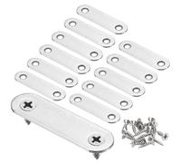 sourcing map 12pcs Straight Bracket 2.2" x 0.6" Stainless Steel Flat Fixing Brackets Mending Plate Corner Brace Connector with 24 Screws for Wood Board Bed Frame Furniture Shelves, Silver