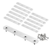 sourcing map 12pcs Straight Bracket 3.8" x 0.6" Stainless Steel Flat Fixing Brackets Mending Plate Corner Brace Connector with 48 Screws for Wood Board Bed Frame Furniture Shelves, Silver