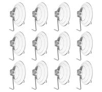 sourcing map 12pcs Suction Cup Hooks 1.18" Powerful Vacuum Suction Shower Hooks Waterproof Reusable Wreath Cup Bathroom Hook Load 2.2 lbs for Kitchen Restroom Window Wall Glass Door, Clear