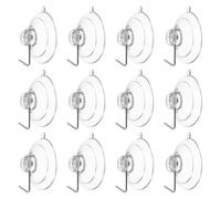 sourcing map 12pcs Suction Cup Hooks 1.20" Powerful Vacuum Suction Shower Hooks Waterproof Reusable Wreath Cup Bathroom Hook Load 2.2 lbs for Kitchen Restroom Window Wall Glass Door, Clear