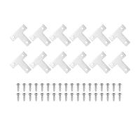 sourcing map 12Pcs t Shape Flat Bracket, 1.57" x 1.57" Metal Flat Corner Bracket Right Angle Corner Brace Mending Plate with Screws for Wood Frame Furniture Fixing Joining, Silver