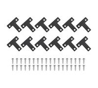 sourcing map 12Pcs t Shape Flat Bracket, 1.57" x 1.57" Metal Flat Corner Bracket Right Angle Corner Brace Mending Plate with Screws for Wood Frame Furniture Fixing Joining, Black