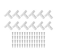 sourcing map 12Pcs t Shape Flat Bracket, 1.97" x 1.97" Metal Flat Corner Bracket Right Angle Corner Brace Mending Plate with Screws for Wood Frame Furniture Fixing Joining, Silver