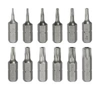 sourcing map 12pcs T5-T40 Torx Screwdriver Bit Set 1/4" Hex Shank 25mm/1" Length S2 Steel Star 6 Point Head Hex Security Screw Driver Bits with Hole for Impact Electric Screw Driver Tools, Grey