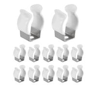sourcing map 12Pcs T5 U Clips Holder Bracket, 304 Stainless Steel LED Fluorescent Tube Clip, Lamp Support Pipe Clamps for 10mm 3/8" Light Bulb Tube Rod Mounting Accessories, 25mm H, White