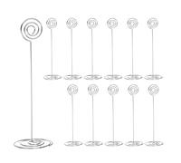 sourcing map 12pcs Table Number Holders 8.66 Inch 220mm Tall Circle Shape Steel Photo Holders for Centerpieces Table Place Card Holders for Wedding Reception Party Office Home, Silver Tone