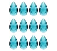 sourcing map 12Pcs Teardrop Crystal Beads, 38mm Faceted Chandelier Hanging Pendants Beads, Chandelier Prisms Parts for Home Hanging Decoration, Blue