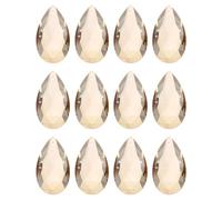 sourcing map 12Pcs Teardrop Crystal Beads, 38mm Faceted Chandelier Hanging Pendants Beads, Chandelier Prisms Parts for Home Hanging Decoration, Champagne