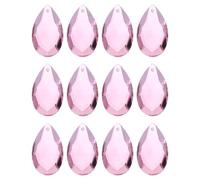 sourcing map 12Pcs Teardrop Crystal Beads, 38mm Faceted Chandelier Hanging Pendants Beads, Chandelier Prisms Parts for Home Hanging Decoration, Pink