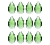 sourcing map 12Pcs Teardrop Crystal Beads, 38mm Faceted Chandelier Hanging Pendants Beads, Chandelier Prisms Parts for Home Hanging Decoration, Light Green