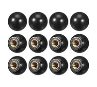 sourcing map 12Pcs Threaded Ball Knobs, M5 Female Thread Thermoset Ball Knob 0.63'' Dia Black Round Operation Ball Handles with Copper Insert for Machine Handle Tool Replacement