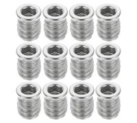 sourcing map 12Pcs Threaded Inserts Nuts, M6x15mm Hex Socket Drive Nut Inserts for Wood - 304 Stainless Steel Screws Furniture Screw in Nuts Bolt Fastener Connector Wood