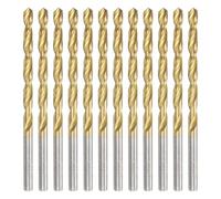 sourcing map 12pcs Titanium Twist Drill Bit 1/8" Drilling Dia High Speed Steel Drills for Hardened Metal, Stainless Steel, Cast Iron, Wood, Plastic