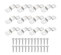 sourcing map 12Pcs U Shape Square Tube Clamp, 20x10mm U Shaped Bracket 304 Stainless Steel Square Strap Clamp with Phillips Head Self Drilling Screws for Pipes Door Closed Bar Holder Railings
