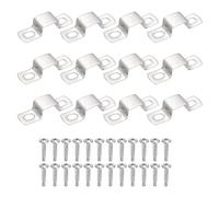 sourcing map 12Pcs U Shape Square Tube Clamp, 20x15mm U Shaped Bracket 304 Stainless Steel Square Strap Clamp with Phillips Head Self Drilling Screws for Pipes Door Closed Bar Holder Railings
