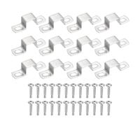 sourcing map 12Pcs U Shape Square Tube Clamp, 20x20mm U Shaped Bracket 304 Stainless Steel Square Strap Clamp with Phillips Head Self Drilling Screws for Pipes Door Closed Bar Holder Railings