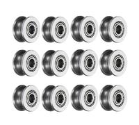 sourcing map 12pcs U624ZZ U Groove Track Guide Bearing 4x13x7mm U Groove Roller Wheel Carbon Steel Bearings, ABEC3