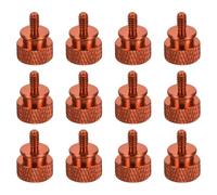 sourcing map 12pcs UNC6-32x6.5mm Knurled Thumb Screw Computer Case Threaded Hand Tighten Screws Aluminum Alloy for PC Case, Champagne