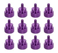 sourcing map 12pcs UNC6-32x6.5mm Knurled Thumb Screw Computer Case Threaded Hand Tighten Screws Aluminum Alloy for PC Case, Purple