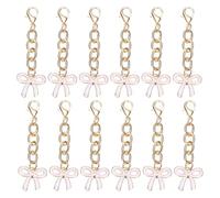 sourcing map 12Pcs White Bow Keychain Party Favors, Cute Birthday Party Bow Keychains Pearl Bowknot Key Chains for Purse Handbag Bachelorette Wedding Birthday Valentine's Day Gifts, Style 4