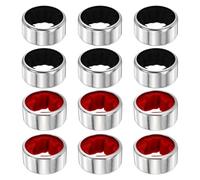 sourcing map 12Pcs Wine Bottle Collars, Leak- Proof Anti- Overflow Stainless Steel Wine Drip Ring with Velvet Felt for Kitchen and Bar Party, Black/Red(Smooth Surface)