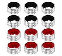 sourcing map 12Pcs Wine Bottle Collars, Leak- Proof Anti- Overflow Stainless Steel Wine Drip Ring with Velvet Felt for Kitchen and Bar Party, Black/Red(Grooved Design)