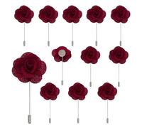 sourcing map 12pcs Wine Red Camellia Boutonnieres Flower Buttonholes Pocket Boutonnieres Pins for Wedding Ceremony Anniversary Prom Formal Dinner Party