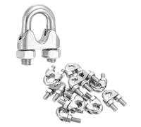 sourcing map 12Pcs Wire Rope Cable Clip Clamps 1/2 Inch M12 Small 304 Stainless Steel U Bolt Saddle Fasteners Hardware for Secure Rigging Marine Guy Line Fence Clothesline, Silver