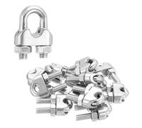 sourcing map 12Pcs Wire Rope Cable Clip Clamps 1/4 Inch M6 Small 304 Stainless Steel U Bolt Saddle Fasteners Hardware for Secure Rigging Marine Guy Line Fence Clothesline, Silver