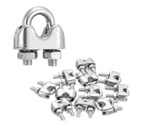 sourcing map 12Pcs Wire Rope Cable Clip Clamps 5/32 Inch M4 Small 304 Stainless Steel U Bolt Saddle Fasteners Hardware for Secure Rigging Marine Guy Line Fence Clothesline, Silver