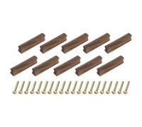 sourcing map 12Pcs Wood Drawer Pulls Handles with Screws Set 96mm/3.78" Hole Spacing Black Walnut Wood Cabinets Dresser Furniture