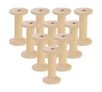 sourcing map 12Pcs Wooden Empty Spool, 1.8" x 3.1" Unfinished Wooden Spools Wire Weaving Bobbins Empty Thread Spools for Crafts DIY Art Embroidery Sewing Thread Twine, Wood Color