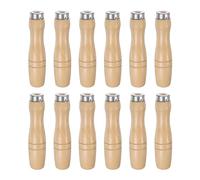 sourcing map 12pcs Wooden File Handle 4.13 Inch 6.2mm Round Hole Ergonomic Handles with Metal Collar for 8" Metal Files