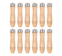 sourcing map 12pcs Wooden File Handle 4.25 Inch 6mm Round Hole Ergonomic Handles with Metal Collar for 8" Metal Files