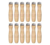 sourcing map 12pcs Wooden File Handle 4.72 Inch 6.8mm Round Hole Ergonomic Handles with Metal Collar for 10" Metal Files