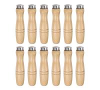 sourcing map 12pcs Wooden File Handle 4.72 Inch 8.5mm Round Hole Ergonomic Handles with Metal Collar for 12" Metal Files