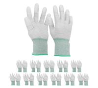 sourcing map 12Set ESD Anti-Static Gloves Electrostatic Protective Gloves Coated Fingertip Grey Carbon Fiber Medium Size for Computer Installation, Building & Repair, Green