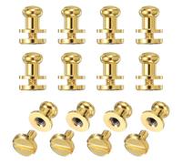 sourcing map 12set Round Head Button Stud Screw 6mm Brass Chicago Screws Button Stud Rivets for Leather DIY Craft Leather Belt Wallet Handbag Repairs Decoration, Gold